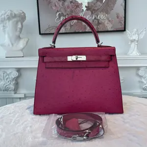 Pre-owned HERMÈS Ostrich Skin Top Handle Bag BJ11009050999 Kelly 28 Pink(U5) [M]