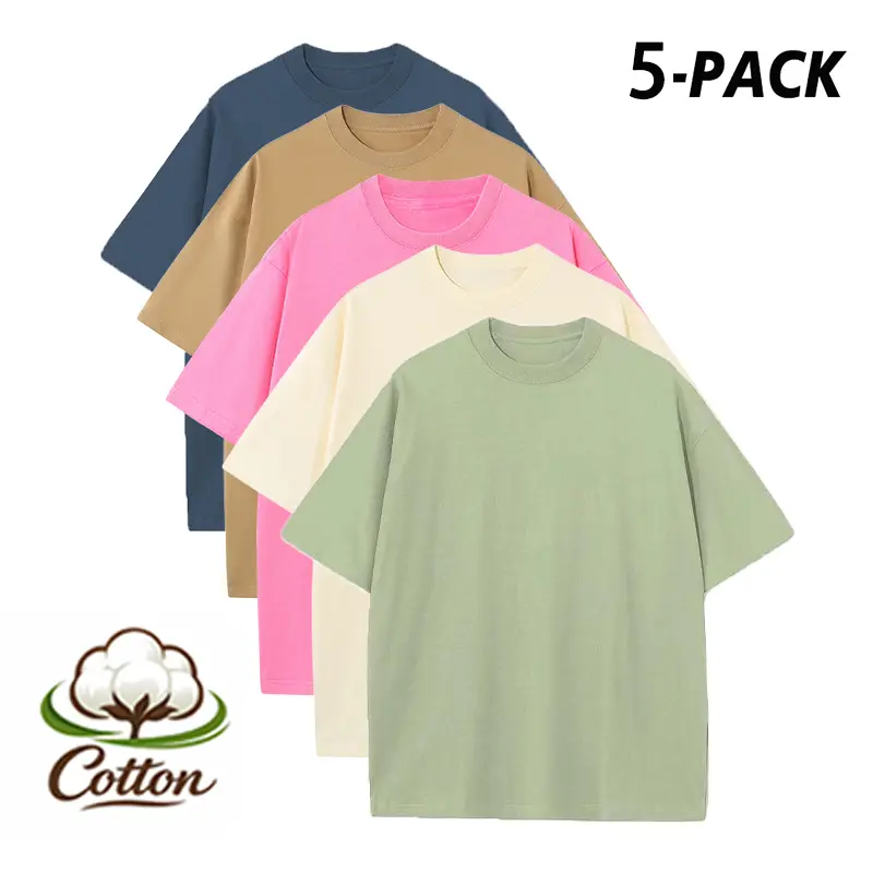 Premium heavyweight men’s 100% cotton crew-neck short-sleeve T-shirt, soft loose fit, breathable and sweat-wicking for summer, suitable for everyday casual wear, available in multiple colors, unisex.