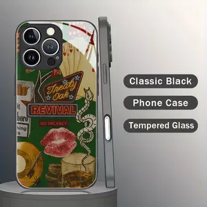 Phone case: REVIVAL/NO VACANCY/Treaty Oak Black tempered glass shell Applicable for iphone17 17Air 16 Pro 15 Promax 14 Plus 13 12 11, creative and fashionable phone case