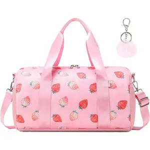 Dance Ballet Bag for Girls Ballerina Gymnastic Bag Toddler Small Duffle Dance Bags for Dancers,Strawberry Glitter Material,14"*8.26"*8.26"