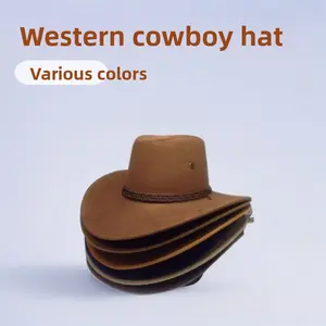 Western cowboy hat suede outdoor sun hat men's riding hat wide brim cowboy hat
