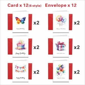 24 Colorful Watercolor Thank-You Cards with Envelopes, Perfect for Friends, Teachers, Business Colleagues, and Employees