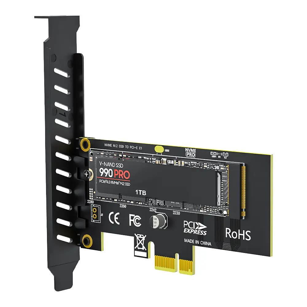 JEYI SK1 M.2 NVMe to PCIe 4.0 X1 Adapter Card, Support 2280 M.2 SSD, PCI-E GEN4 16Gbps Full Speed Expansion Card For Desktop Computer
