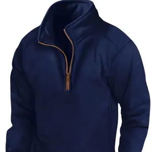 Men’s autumn–winter fleece zip-up golf shirt, casual outdoor sports training tactical top, suitable as a gift