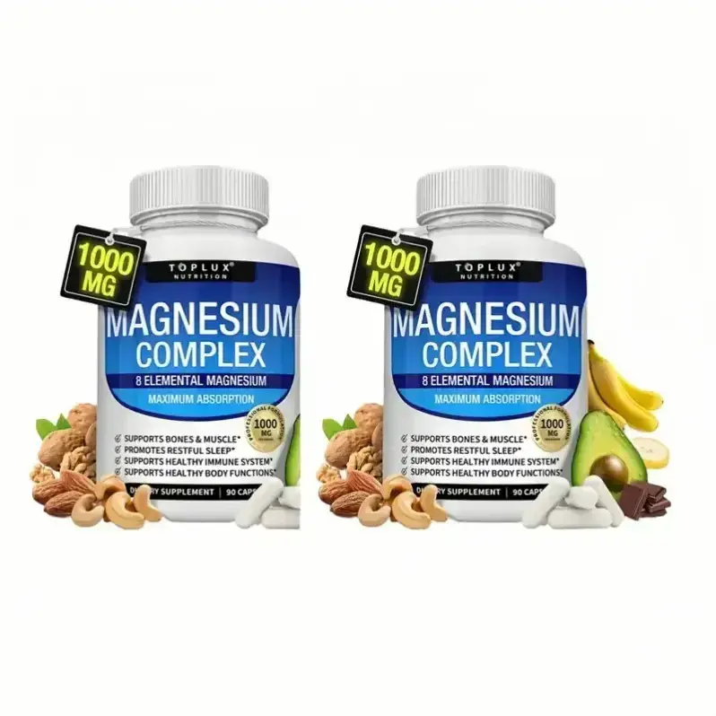 Limited Time Sale Magnesium Complex 3 Bottles, 90 Capsules 1000mg, 7 Types Chelated Magnesium Malate Taurate, Promote Energy, Muscle Recovery, Bone Health & Night Sleep