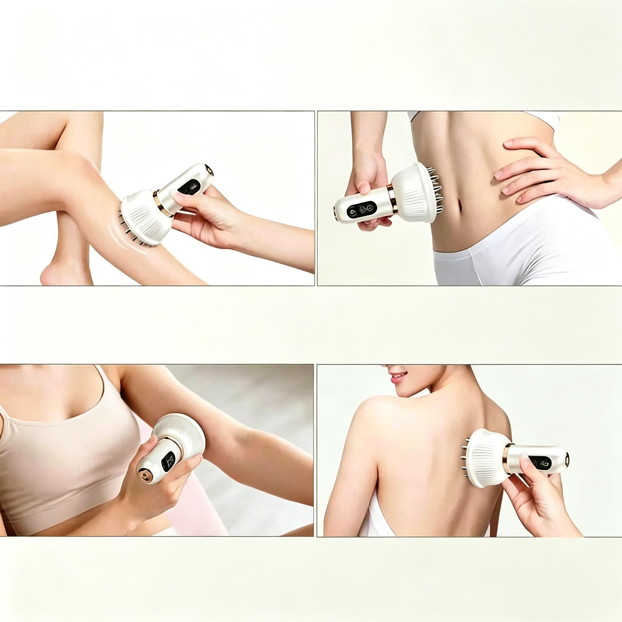 Wireless Electric Massage Brush with Heating & Vibration, Handheld Massager for Full Body Muscle Relaxation on Legs, Arms and Abdomen