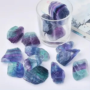 8oz natural colored fluorite rough stone mineral specimens irregular shape stone fish tank decorative block polished crystal (natural stone, may contain irregular cracks and small nicks)