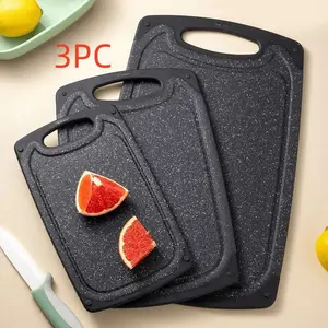 Three-Piece Durable Vegetable & Fruit Cutting Board Set, Non-Slip Kitchen Chopping Block with Handle, Cooking Utensil, Kitchen Accessories