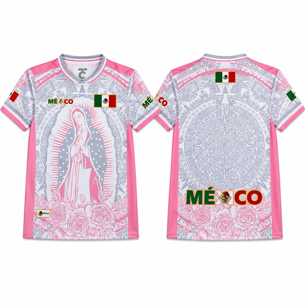 [Sale] - Mexico Inspired Soccer Jersey – Pink Rose Graphic Fan Football Shirt