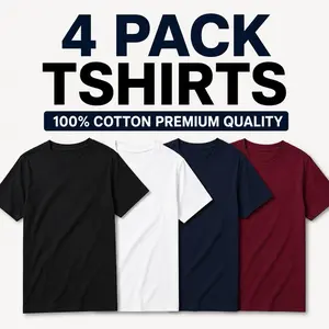 4-Pack Premium Cotton Short-Sleeve T-Shirts, Menswear Top for Unisex Wear