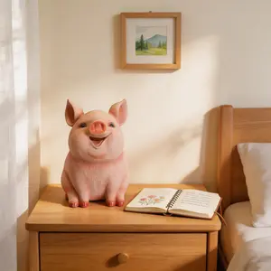 Creative Lucky Happy Sitting Piggy Bank for Kids, Fortune Attracting Decor for Entryway, Tea Table & Desktop, Boys & Girls Birthday Gift