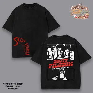 Scott Pilgrim Movie Graphic Tee Vintage Wash, Oversized Streetwear Hoodies, Unisex Acid Washed Tank Top, Sweatshirt Y2K Grunge Gift for Men Women