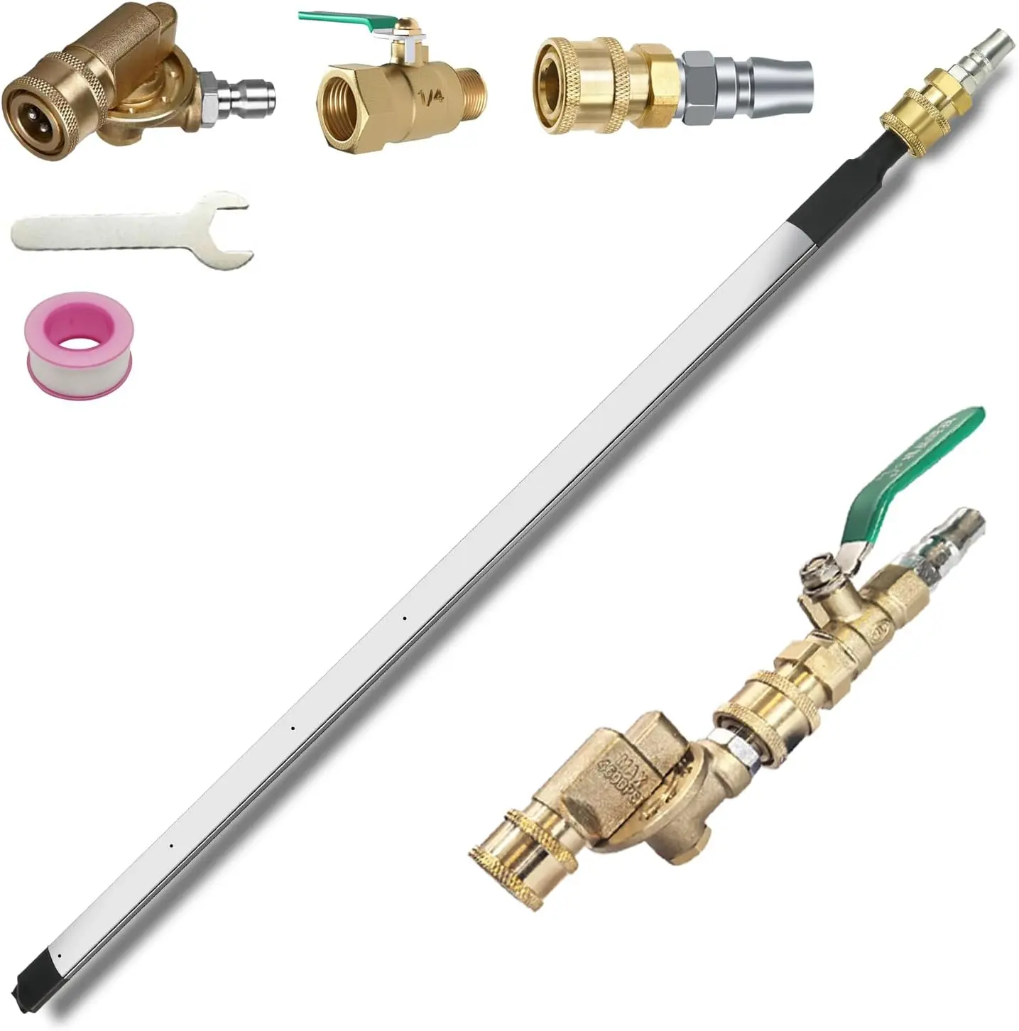 39in Portable Radiator Cleaning Wand with Convenient Design, 4500 PSI Flush Tool with 2x 1/4" Quick Couplers, Pressure Washer Accessory for Household Cars, Trucks, 24-inch RV Radiators, Tools And Gadgets, Work Tools