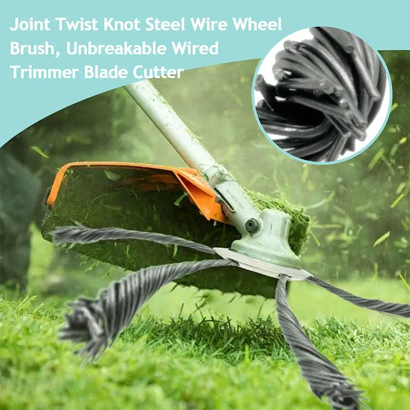 8/9inch Steel Wire Wheel Head Grass Trimmer Head Universal Weed Brush Fit Straight Shaft Brushcutter Removal Moss Rust