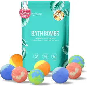 Bath Bombs for Women & Men 8 Organic Handmade Gift Sets Relaxation Home SPA Bubble Bath Self Care for Wife Girlfriend Husband Easter Basket Stuffers