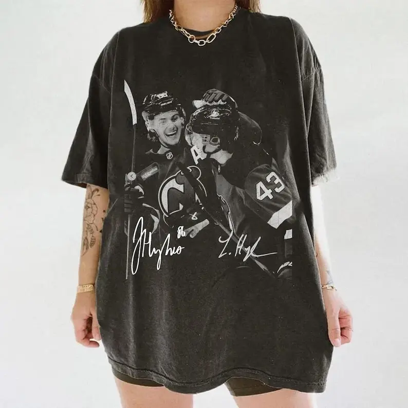 100% cotton Luke Hughes Jack T-Shirt, Unisex Hughes Ice Hockey 90s Vintage Bootleg Shirt for Fan