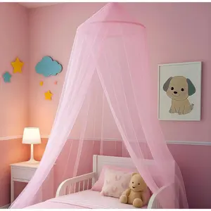 Pink Bed, Round Dome Bed for Girls, Dreamy Netting for Kids, Bedroom Accessories, Ceiling Tent