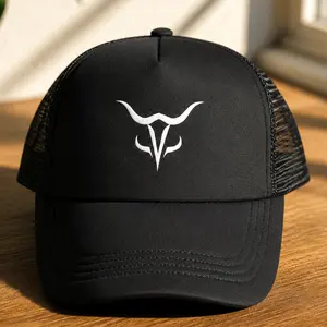 Unisex Minimalist Bull Logo  Snapback Baseball Cap, Adjustable Streetwear Hip Hop Hat with Heat Transfer Print for Men and Women Trucker Hat black