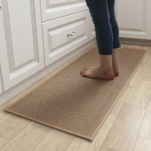 washable non-slip kitchen rug, 2 counts faux sisal running rug, faux woven kitchen mat for home dormitory bathroom hotel, runner carpets, rugs room men, washable decorative area rug
