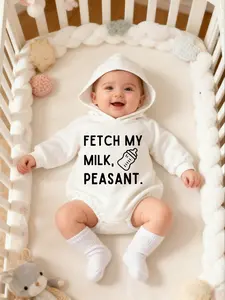 Soft Lightweight Baby Onesie Hooded Long Sleeve Sweatshirt, Casual Fit Pleated Cuff, Newborn & Toddler Infant Clothing
