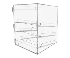 Pastry Display Bin 12.75" x 16.75" for Baked Goods with 3 Removable Trays Clear Acrylic Countertop Storage…