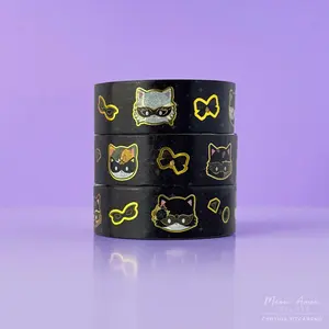 Masquerade Cats Gold Foil Washi Tape