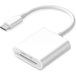 Card Reader, Type C SD Card Reader, Supports SD and MicroSD Memory Card Adapters For iPhone 15,16/iPad/MacBook/Mac, Trail Camera Viewer Plug and Play-2 Slots