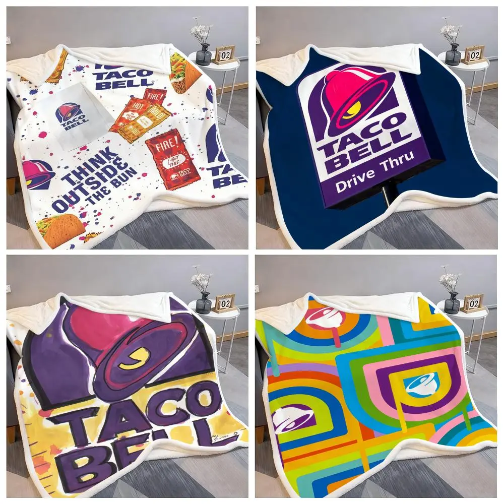 T-TacoS Bell Retro Logo Throw Flannel Fluffy Soft Blanket Warm Skin-Friendly Throw for Sofa Bed Office Nap Winter