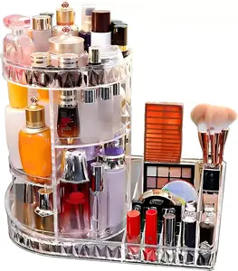 Large Capacity Rotating Acrylic Cosmetic Storage,360 Degree Makeup Organizer Adjustable Cosmetic Storage for Perfume Skincare Jewelry Display Dresser