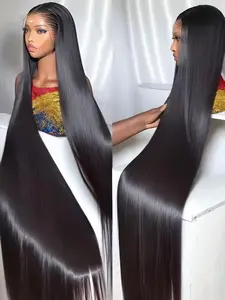 Bling Hair 180 Density 13x6 13x4 HD Transparent Straight Lace Frontal Wigs Human Hair 32 34 Inch 360 Full Lace Front Wig PrePlucked For Women