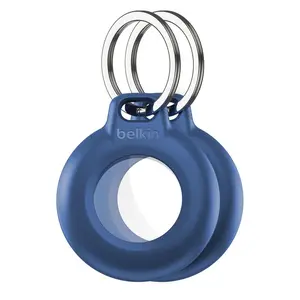 Belkin Waterproof Secure Holder with Key Ring for AirTag, Durable & Protective, Easy Keychain Attachment, Fits AirTag Perfectly, Ideal for Travel & Everyday Use, Sleek Design, Available in Black and Blue. 1-pack, 2-pack, 4-pack.