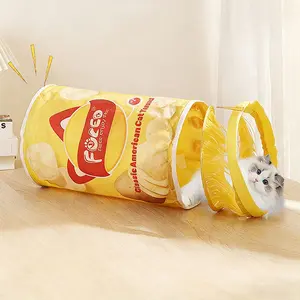 Potato Chips Cat Tunnel - Collapsible Interactive Cat Toy - Funny Pet Hideaway & Play Tube - Cat Enrichment Supplies for Indoor Cats - Kitten Play & Exploration Toy