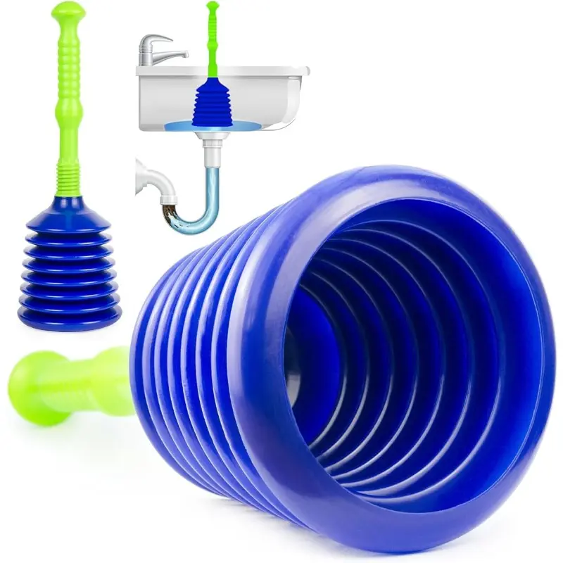 Sink Plunger Kitchen - Sink Plunger Bathroom - Drain Bathtub or Shower - Small and Powerful Clog Remover - Commercial Style "Plumbers Plungers" with Large Bellows