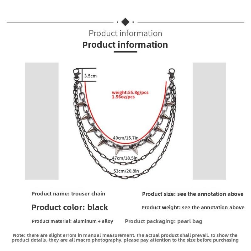 Hip Hop Punk Rock Metal Pants Waist Chain Men Women Key Chain Trousers Chain Wallet Keychain Jeans Unisex Hip-hop Jewelry Gift