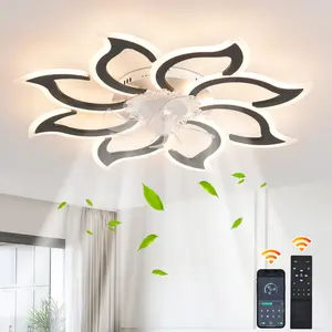 35.4In Black Ceiling Fan with Lights, Remote Control 3 Color Temperatures,6 Gear wind Speed Fan Light Ambient Dimmable Led Lamp Led Lighting Fan