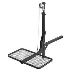 VEVOR Hitch Deer Hoist with Lifting System Platform, 300 lbs Load Capacity, Game Hoist Winch Lift with 2-inch Receiver, 360-Degree Swivel Shaft Foldable, Hitch-Mounted Deer Hanger for Moving Game