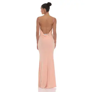 Lace Open Back Maxi Dress in Pink