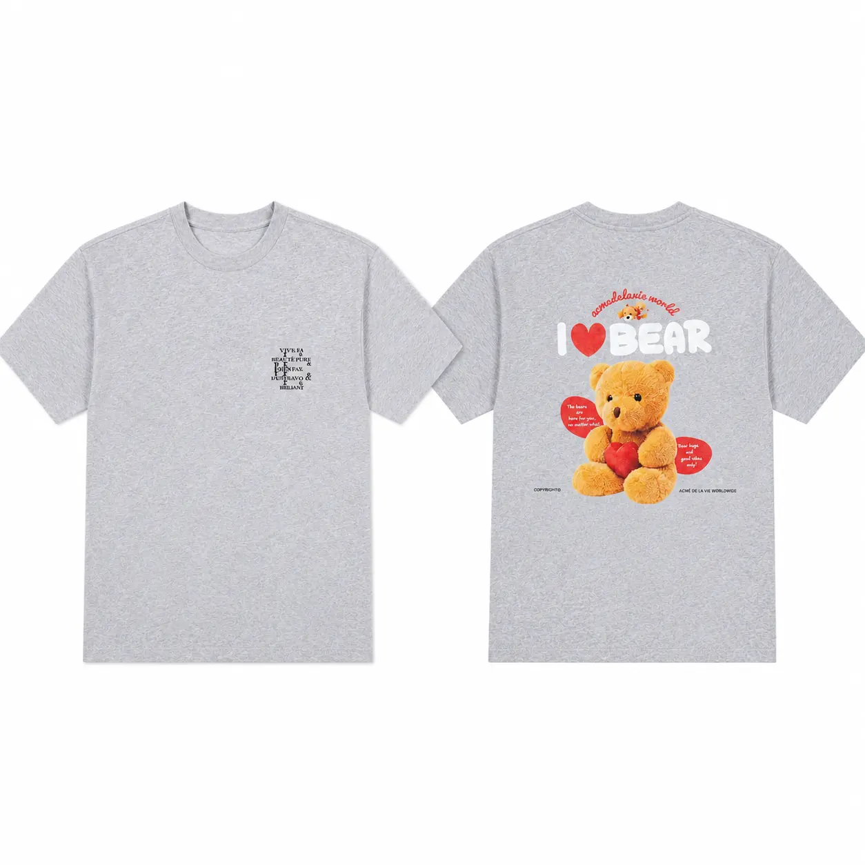 Bear Teddy EE Graphic T Shirt Cute Back Print Cotton Casual Streetwear Unisex Crew Neck Graphic Tee