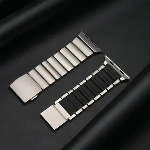 Magnetic Titanium Silicone Bracelet for Apple Watch Ultra 49-44mm, Luxury Men Strap for Series 1-11 & Se Bands, Durable Design, Smart Watch Strap
