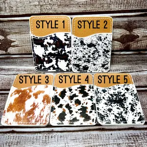 Western Cow Print Faux Leather Credit Card Phone Holder| Phone Card Holder| Phone Wallet