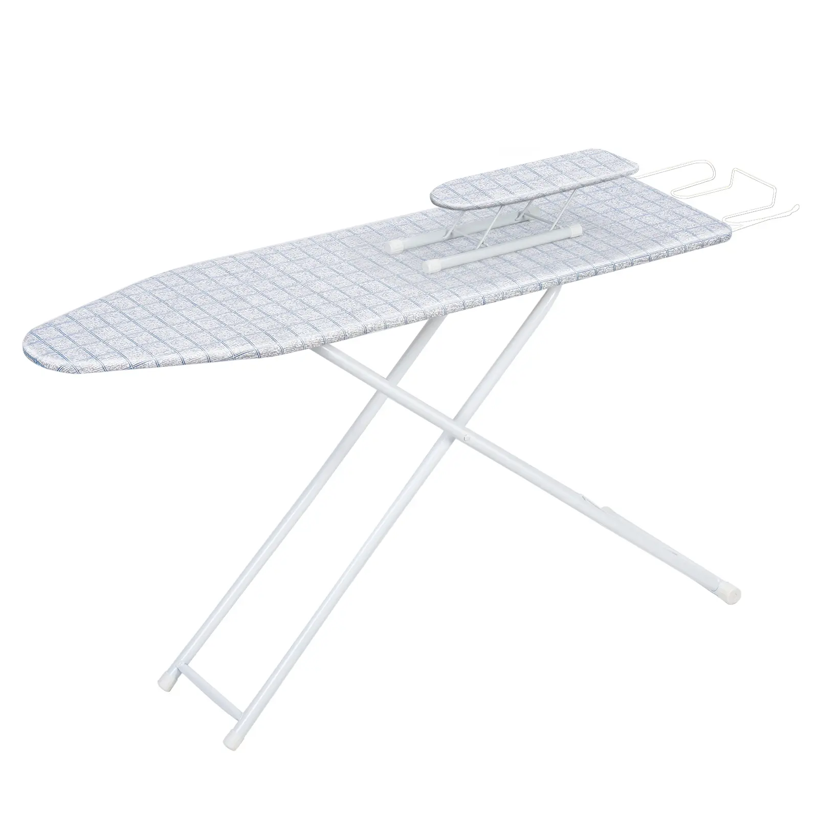 42-in Wooden Ironing Board with Metal Frame, Portable Folding Legs, Height-Adjustable Smooth Edge, Non-Slip Wear-Resistant Cover, Good Load-Bearing for Home, Office, Dorm, Silicone
