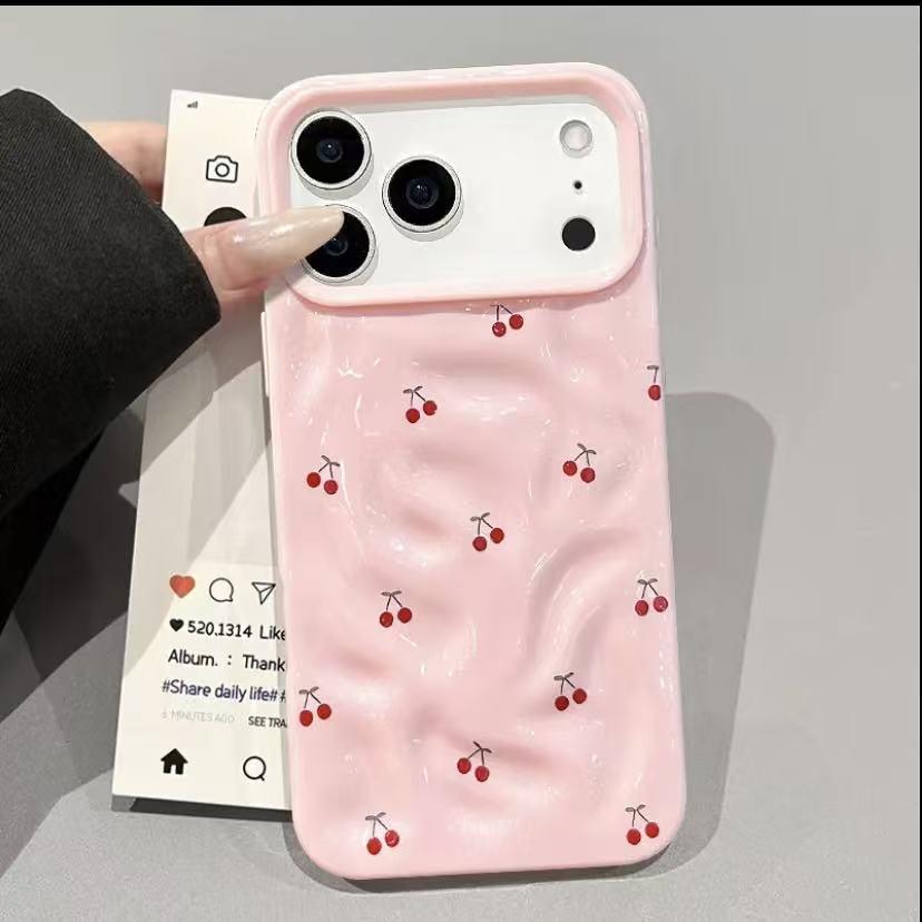 Textured Meteorite Cherry Case PremiumProtection + Irresistible Style! Phone Case withLens Guard, Full - Coverage Drop Protection coniPhone 17/16/15/14/13/12 Pro /11