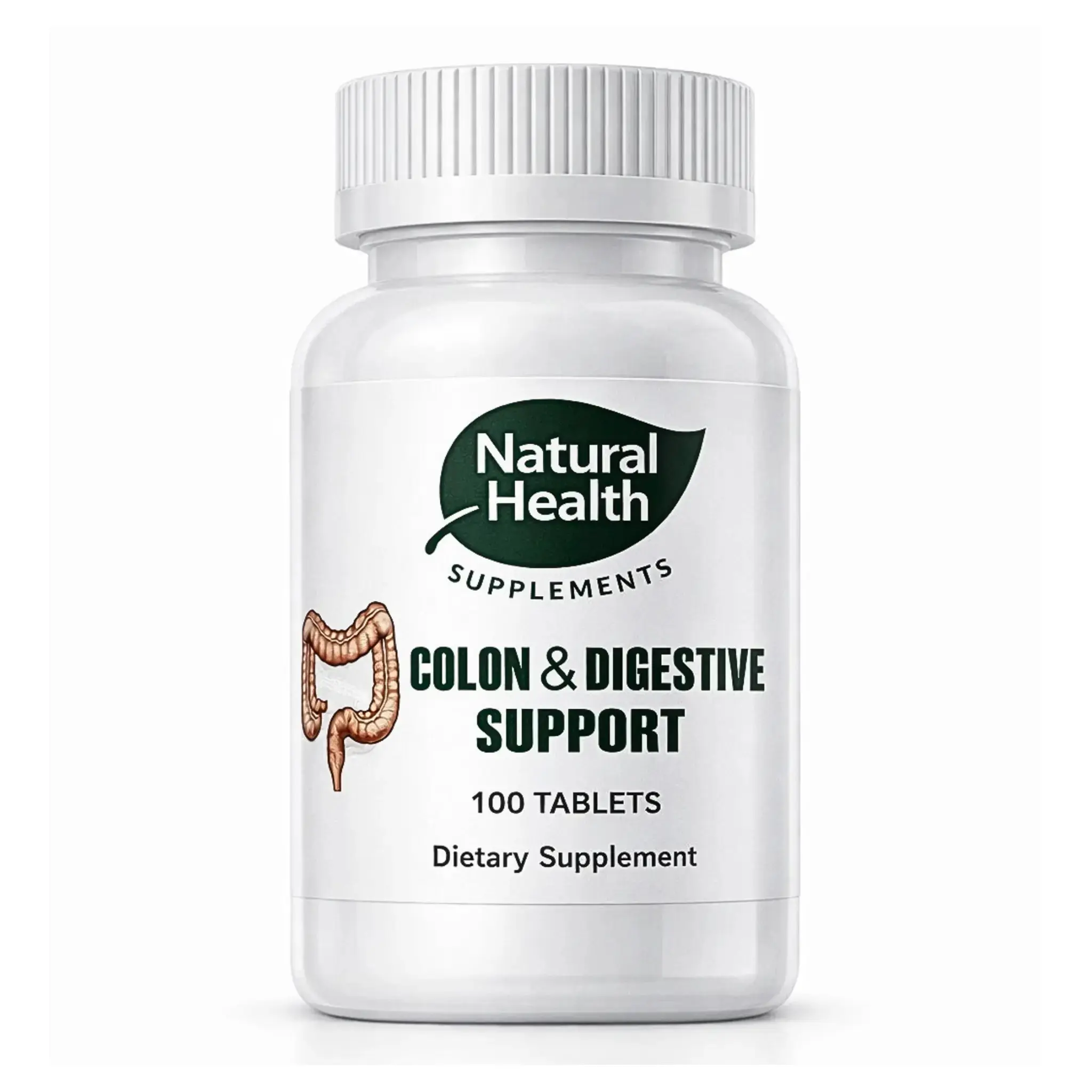 Natural Health Supplements Colon & Digestive Support Tablets, 100-Count with Senna Leaf & Cascara Sagrada, Gentle Cleanser for Colon Cleanse & Digestive Wellness All-Natural  Dietary Supplement