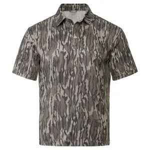 Mens Bottomland Camo Polo Shirt Fishing Outdoor Casual Wear