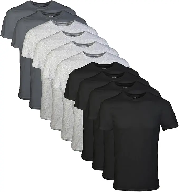 Gildan Men's Crew T-Shirts, Multipack, Style G1100 Crewneck 10 pack  White/Black and Gray