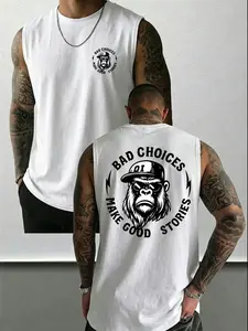 Men's Summer Sport Sleeveless Vest, Breathable Comfort, Gorilla God Series Graphic Design, Ideal for Outdoor Activities and Gym Wear