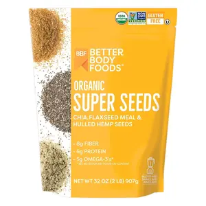 Foods Superfood Organic Super Seeds Chia Flax Hemp Seeds, Blend Organic Milled Flax Seed Organic Hemp Hearts, Add to Smoothies Shakes More, 2lb, 32 oz