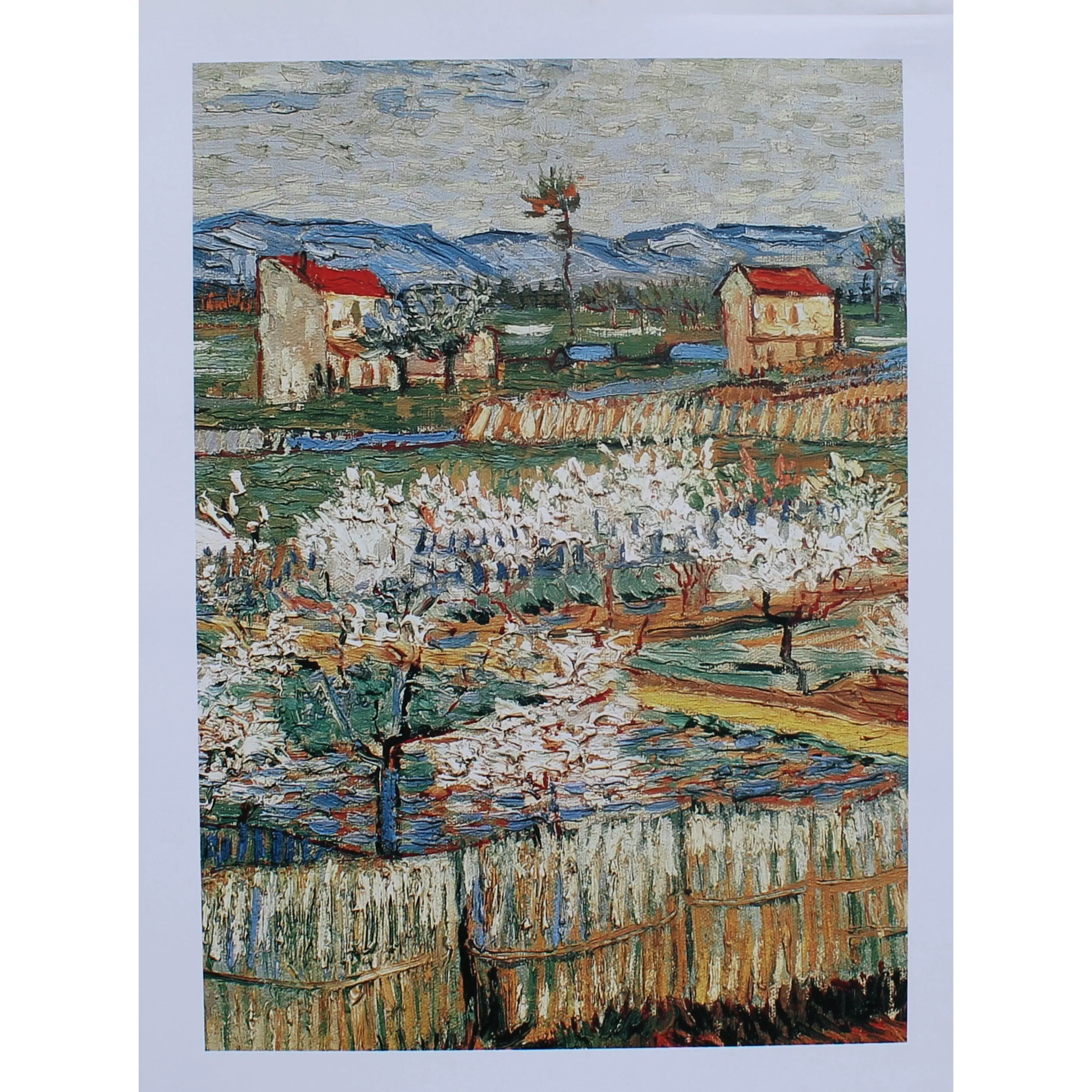 Vincent Van Gogh Peach Trees Impasto Painting Wall Art Poster Print - Asian-Influence Home Decor Decoration, 23.5 in x 31.5 in, Dynamic Energy of Spring, Highly Textured Surface