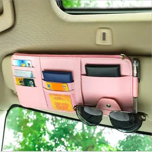 Car Sun Visor Organizer – PU Leather Registration & Document Holder with Multiple Pockets, Stylish Storage for Vehicle Essentials