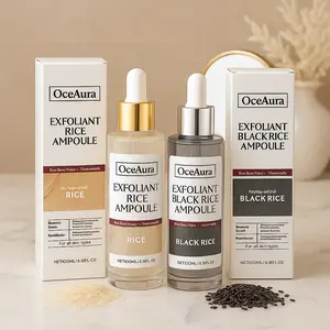 2Pack Rice Exfoliating Ampoule Set-Black&White Rice Brightening Duo for Glowing Skin Gentle Peel+Pore moisturizing&Deep Hydration sale black head pop black rice exfoliate Serums Hyaluronic box firming face cream kream duoset dr dead cell even tone